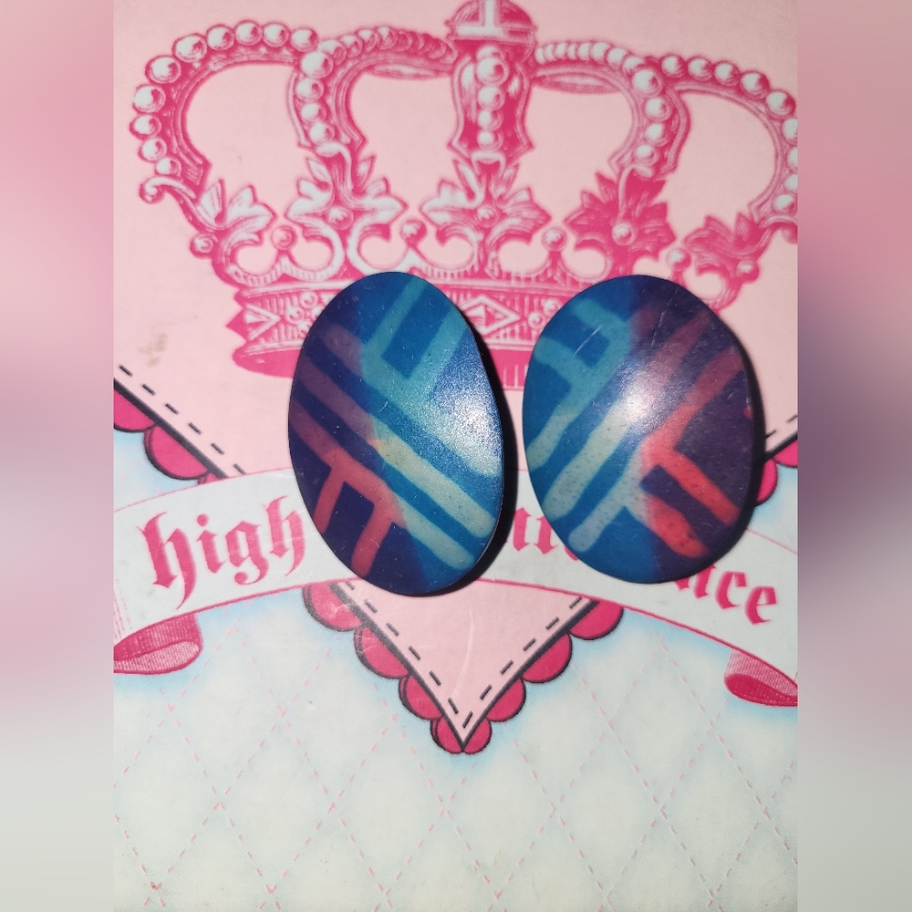 Blue Wooden Earrings